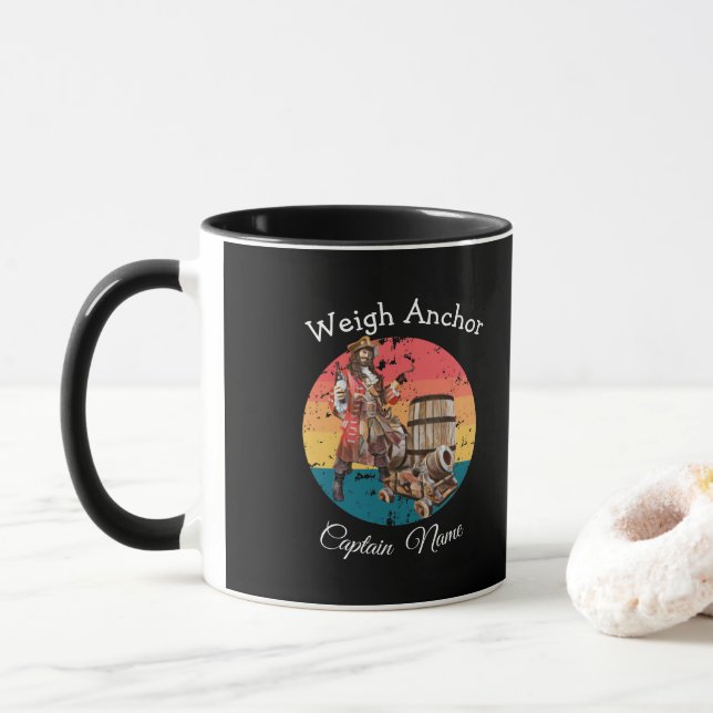 Sunset  Captain Pirate Party Mug (With Donut)