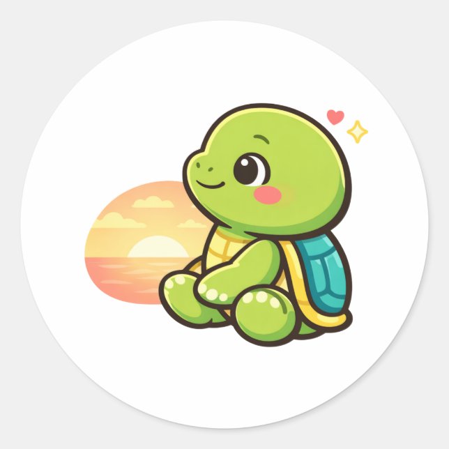 Sunset Chill Classic Round Sticker (Front)