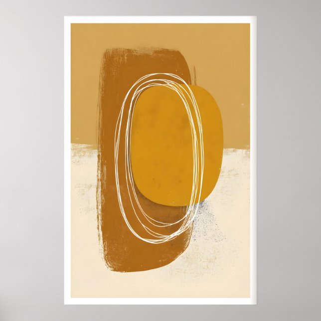 Sunset Circles Wall Art - Minimalist Earth Tone (Front)