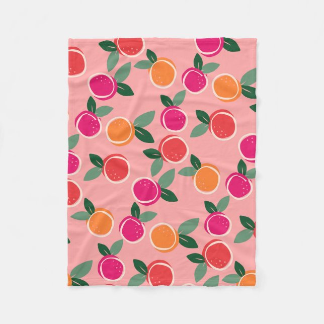 Sunset Citrus Symphony Fleece Blanket (Front)