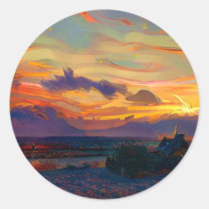 SUNSET CLASSIC ROUND STICKER