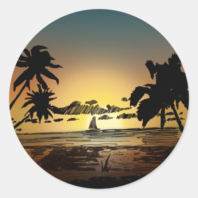 Sunset Classic Round Sticker (Front)