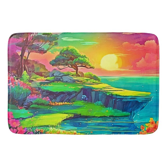 Sunset Cliff Paradise Art Bath Mat (Front)