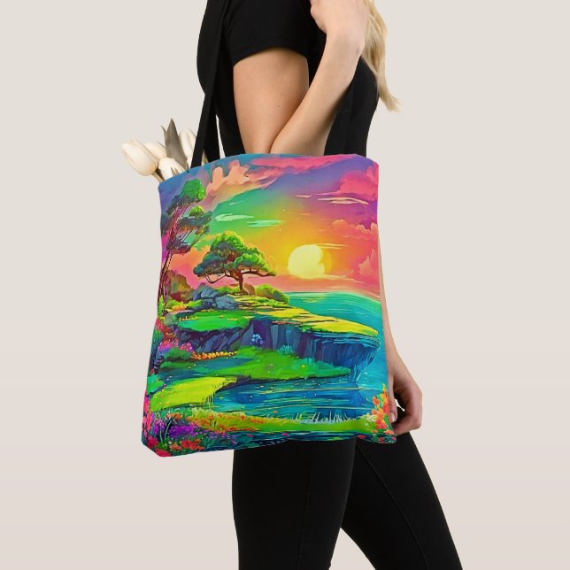 Sunset Cliff Paradise Art Tote Bag (Close Up)