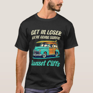 Sunset Cliffs California Surf Girl Women Men Vinta T-Shirt