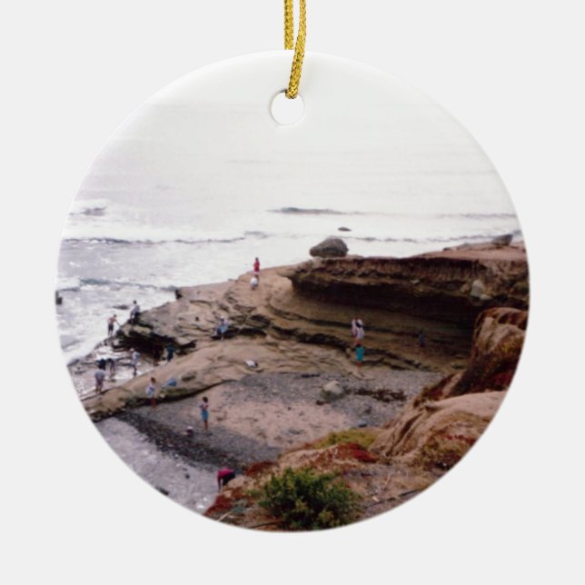 Sunset Cliffs San Diego Ceramic Tree Decoration (Front)