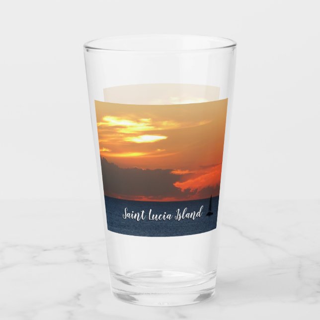 Sunset Clouds and Sailboat Seascape Glass (Front)