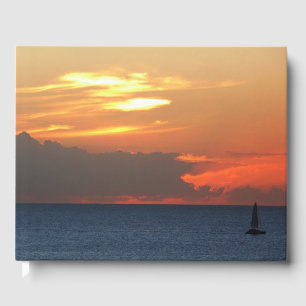 Sunset Clouds and Sailboat Seascape Guest Book