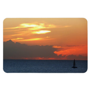 Sunset Clouds and Sailboat Seascape Magnet