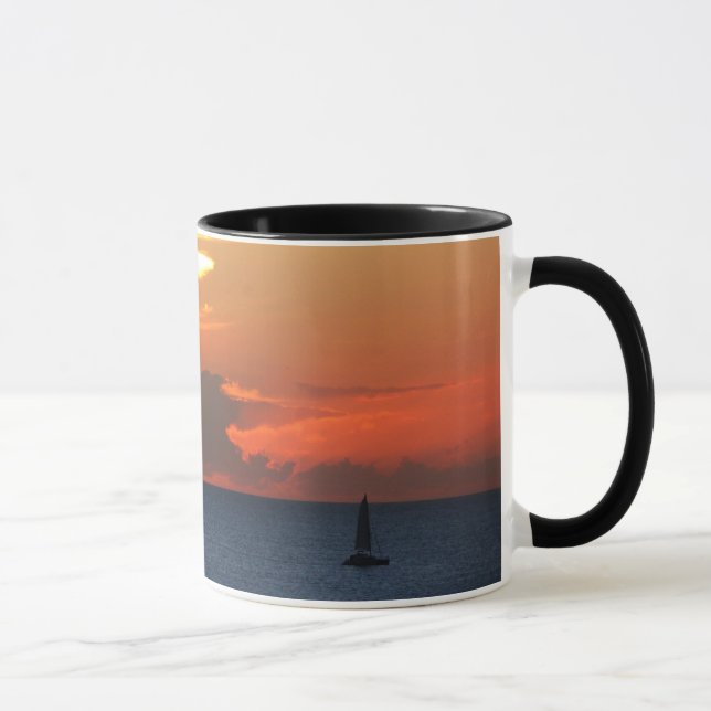 Sunset Clouds and Sailboat Seascape Mug (Right)