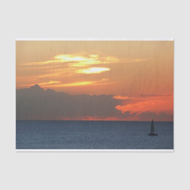 Sunset Clouds and Sailboat Seascape Tissue Paper (Front)