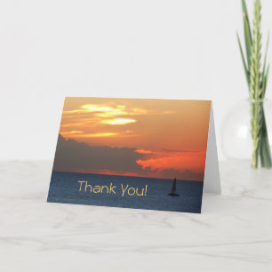 Sunset Clouds and Sailboat "Thank You" Thank You Card