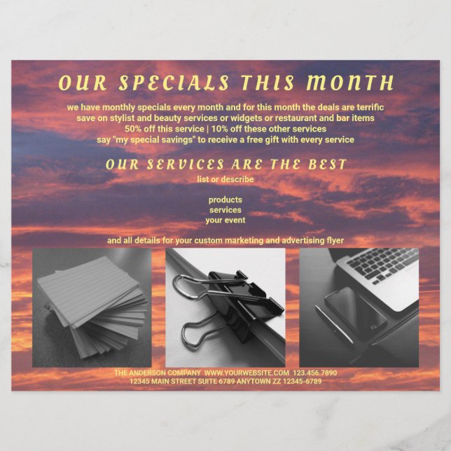 Sunset Clouds Colourful Create Your Own 3 Photo Flyer (Front)