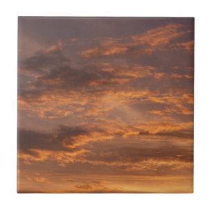 Sunset Clouds I Colourful Sky Photography Ceramic Tile