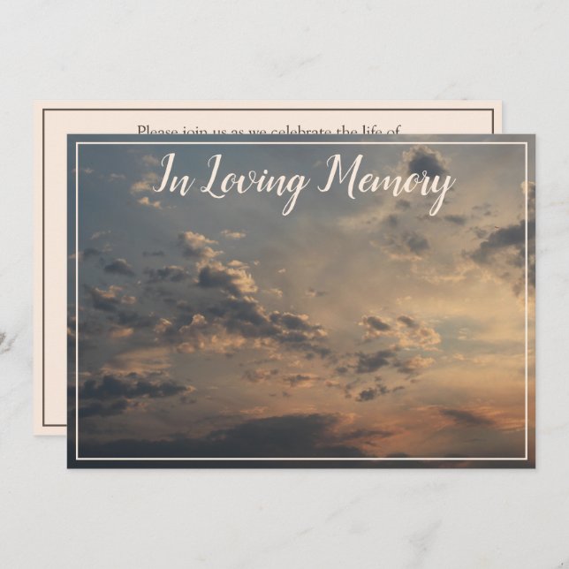 Sunset Clouds Memorial Service Announcement (Front/Back)