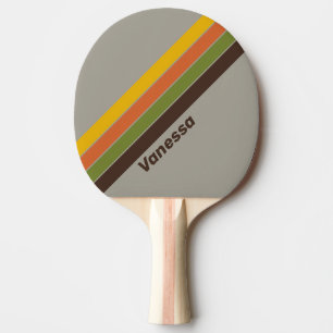 Sunset Clover Striped with Name Ping Pong Paddle