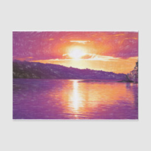 Sunset Coastal Beach Orange Purple Decoupage Tissue Paper