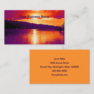 Sunset Coastal Beach Orange Purple Scene Business Card