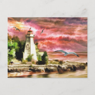 Sunset Coastal Lighthouse Postcard