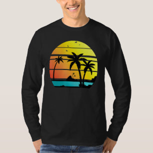 Sunset Coconut Palm Trees Summer Vibes Retro Tropi T-Shirt