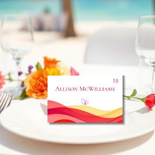 Sunset Color Waves Meal Icons Vegetarian Table Number