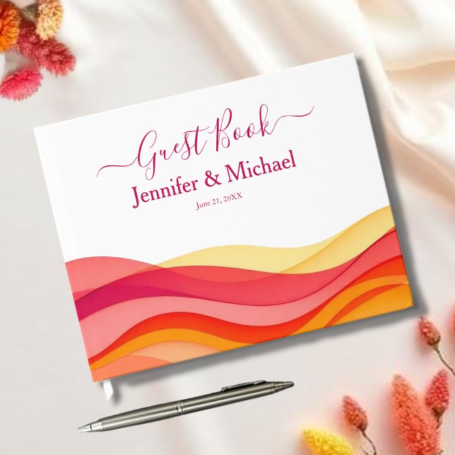 Sunset Color Waves Modern Wedding Guest Book (Sunset Color Waves Modern Wedding Guest Book)