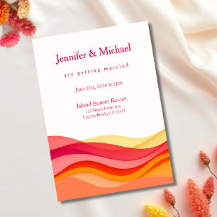 Sunset Color Waves Modern Wedding  Invitation