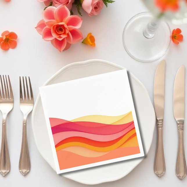 Sunset Color Waves Modern Wedding Napkin (Sunset Color Waves Modern Wedding Napkins )