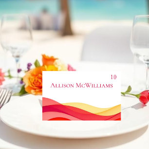 Sunset Color Waves Modern Wedding Table Number