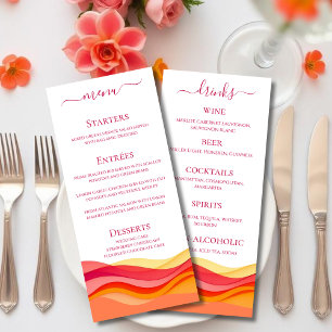 Sunset Color Waves Wedding Dinner and Bar Menu 