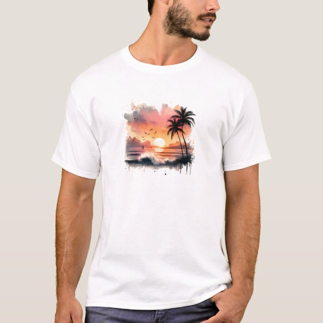 Sunset Colorful Crewneck Short Sleeve T-Shirt (Front)