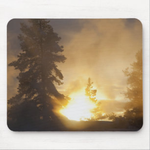 Sunset colours the steam above Leather Pool in Mouse Pad