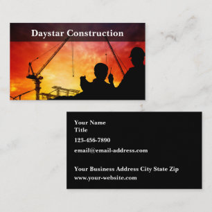 Sunset Construction Cranes Business Cards
