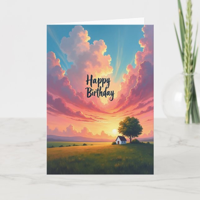 Sunset Cottage Birthday Card (Front)