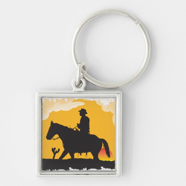 Sunset Cowboy Key Ring (Front)