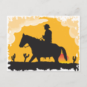 Sunset Cowboy Postcard