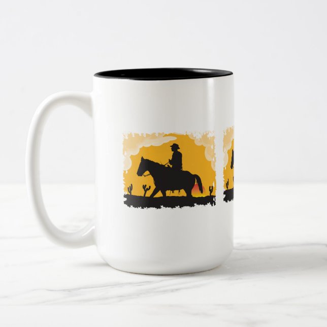 Sunset Cowboy Two-Tone Coffee Mug (Left)