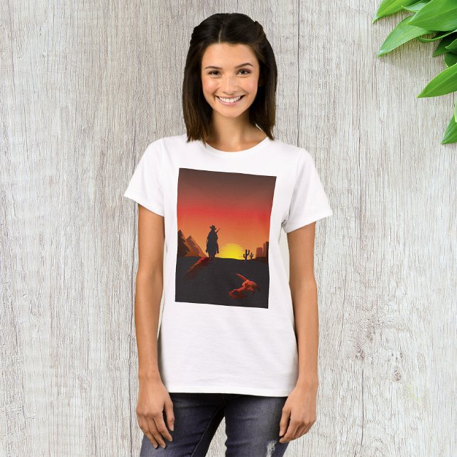 Sunset Cowboy Womens T-Shirt (Creator Uploaded)