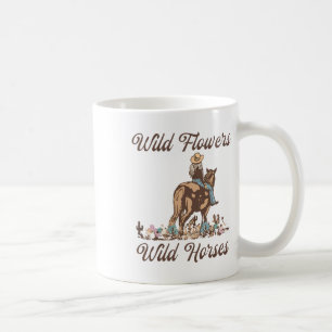 Sunset Cowgirl Riding Horse Wild Flowers - Wild Ho Coffee Mug