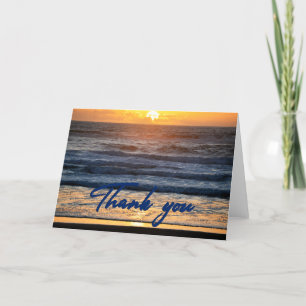 Sunset Crashing Waves Photo Thank You Card