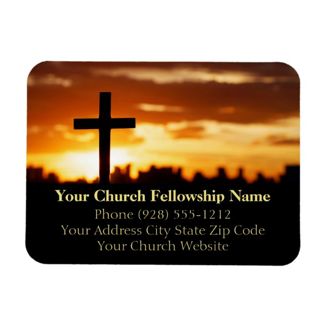 Sunset Cross2 Church Pastor Business Cards Magnet (Horizontal)