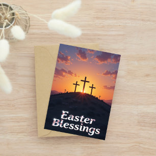 Sunset Cross Easter Blessings  Card