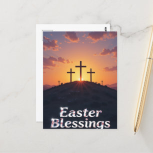 Sunset Cross Easter Blessings  Postcard