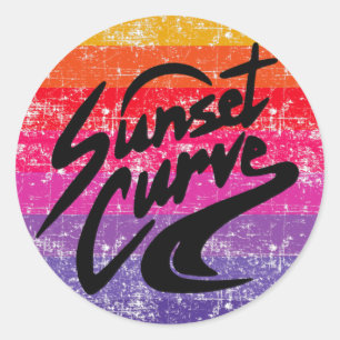 Sunset Curve retro design Classic Round Sticker