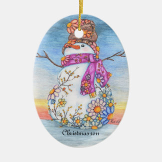 Sunset Daisy Snowman Ceramic Tree Decoration