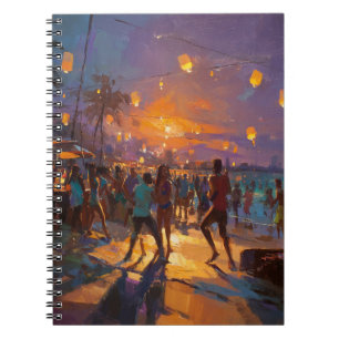 Sunset Dance Beach Lantern Glow Art Notebook