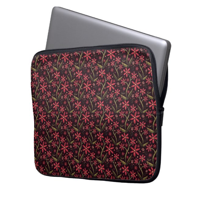 Sunset | Dancing Watercolor Daisies Laptop Sleeve (Front Left)