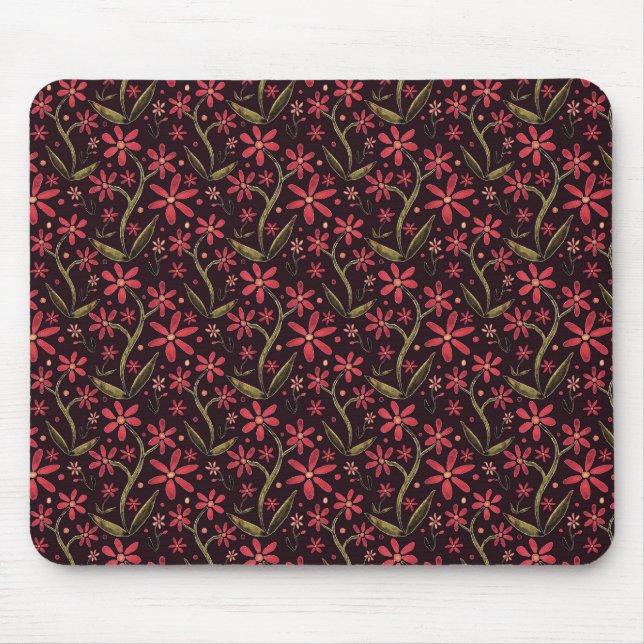 Sunset | Dancing Watercolor Daisies Mouse Pad (Front)