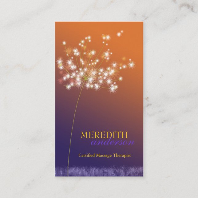 Sunset Dandelion Unique Professional Business Card (Front)