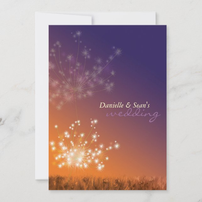 Sunset Dandelions Floral Wedding Invitation (Front)